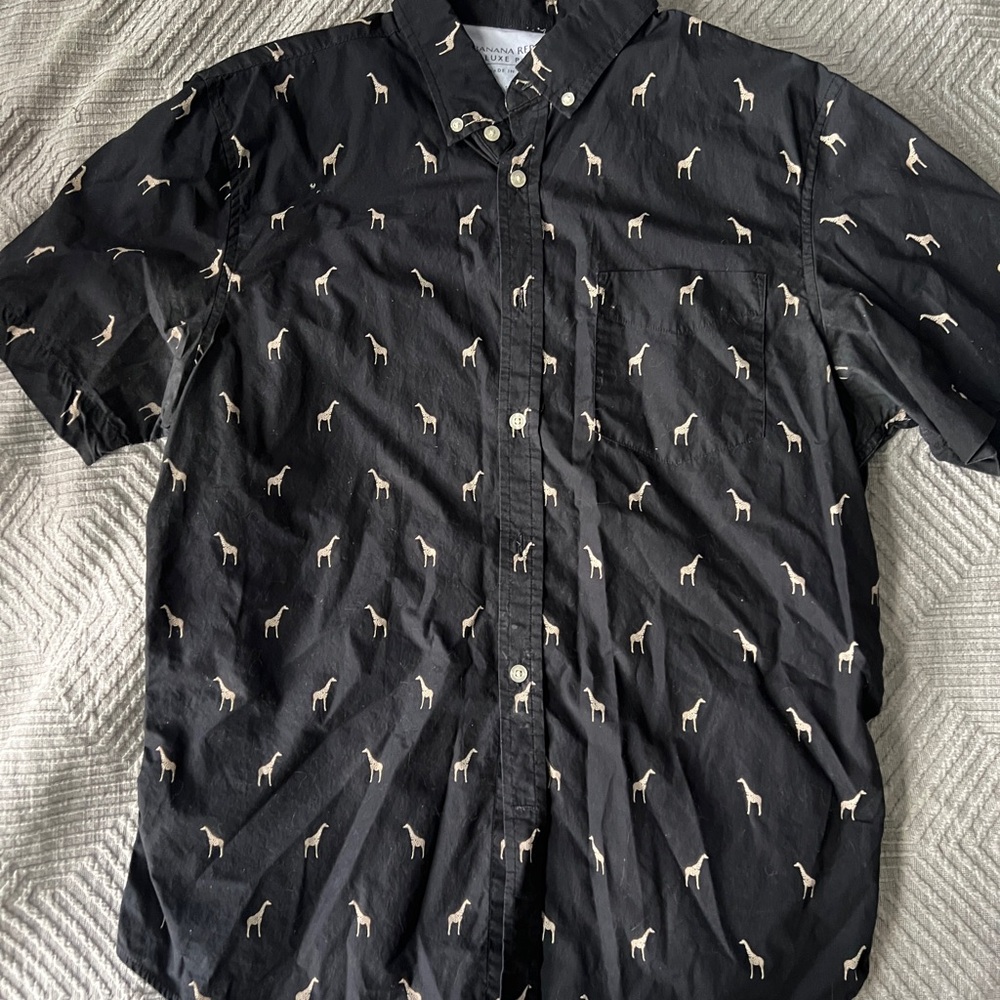Black Giraffe Print Banana Republic Men's Shirt